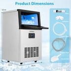 23 kg/24H Commercial Ice Maker with 5 kg Storage Capacity and Self-Cleaning