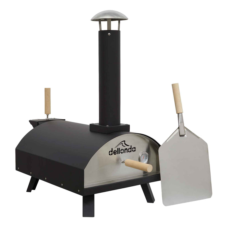 Wood-Fired 14" Portable Pizza Oven & Smoker - Black/Stainless Steel | Dellonda DG10