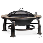 30" Deluxe Traditional Fire Pit & Outdoor Heater with Slate Top | Dellonda DG111