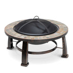 30" Deluxe Traditional Fire Pit & Outdoor Heater with Slate Top | Dellonda DG111 lifestyle