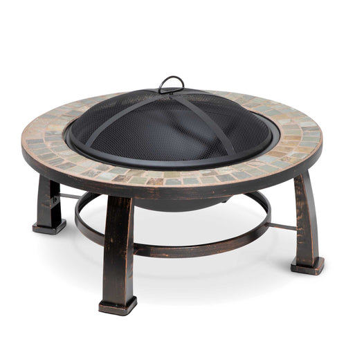 30" Deluxe Traditional Fire Pit & Outdoor Heater with Slate Top | Dellonda DG111 lifestyle