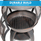 Deluxe 360° Chiminea / Fire Pit / Outdoor Heater - Antique Bronze | Dellonda DG112 lifestyle
