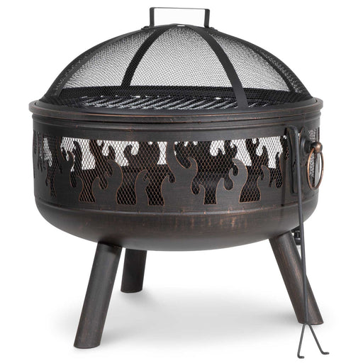 Deluxe Fire Pit with Cooking Grill, Safety Screen & Poker | Dellonda DG117