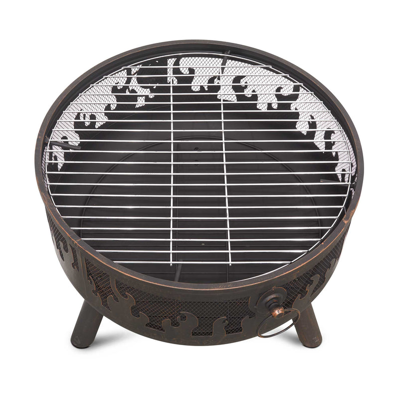 Deluxe Fire Pit with Cooking Grill, Safety Screen & Poker | Dellonda DG117 lifestyle