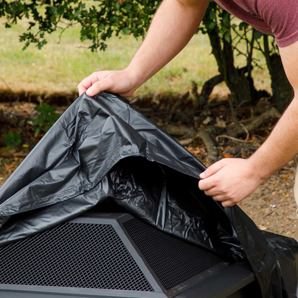 Heavy Duty Waterproof PVC Fire Pit Cover with Drawstrings | Dellonda DG119 lifestyle