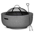 Round MgO Fire Pit with BBQ Grill & Safety Mesh Screen, Ø60cm - Dark Grey | Dellonda DG189