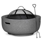 Round MgO Fire Pit with BBQ Grill & Safety Mesh Screen, Ø60cm - Dark Grey | Dellonda DG189