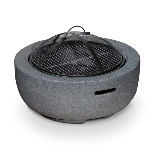 Round MgO Fire Pit with BBQ Grill & Safety Mesh Screen, Ø60cm - Dark Grey | Dellonda DG189 lifestyle