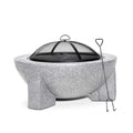 Round MgO Fire Pit with BBQ Grill & Safety Mesh Screen, Ø75cm - Light Grey | Dellonda DG190