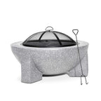 Round MgO Fire Pit with BBQ Grill & Safety Mesh Screen, Ø75cm - Light Grey | Dellonda DG190