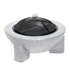 Round MgO Fire Pit with BBQ Grill & Safety Mesh Screen, Ø75cm - Light Grey | Dellonda DG190 lifestyle
