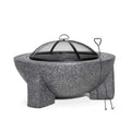 Round MgO Fire Pit with BBQ Grill & Safety Mesh Screen, Ø75cm - Dark Grey | Dellonda DG191