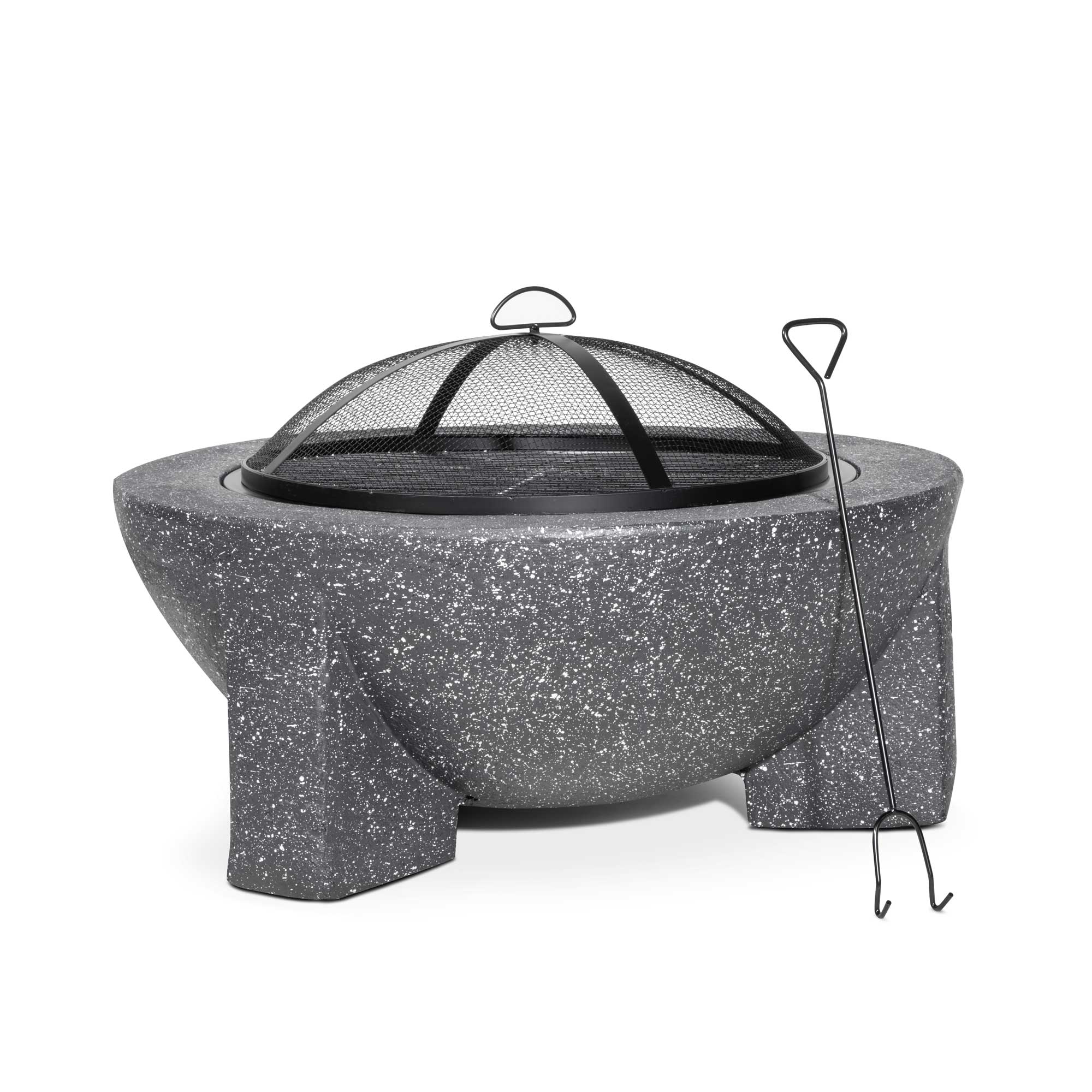 Round MgO Fire Pit with BBQ Grill & Safety Mesh Screen, Ø75cm - Dark Grey | Dellonda DG191