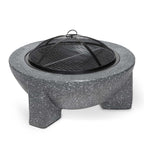 Round MgO Fire Pit with BBQ Grill & Safety Mesh Screen, Ø75cm - Dark Grey | Dellonda DG191 lifestyle