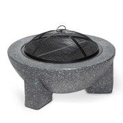Round MgO Fire Pit with BBQ Grill & Safety Mesh Screen, Ø75cm - Dark Grey | Dellonda DG191 lifestyle