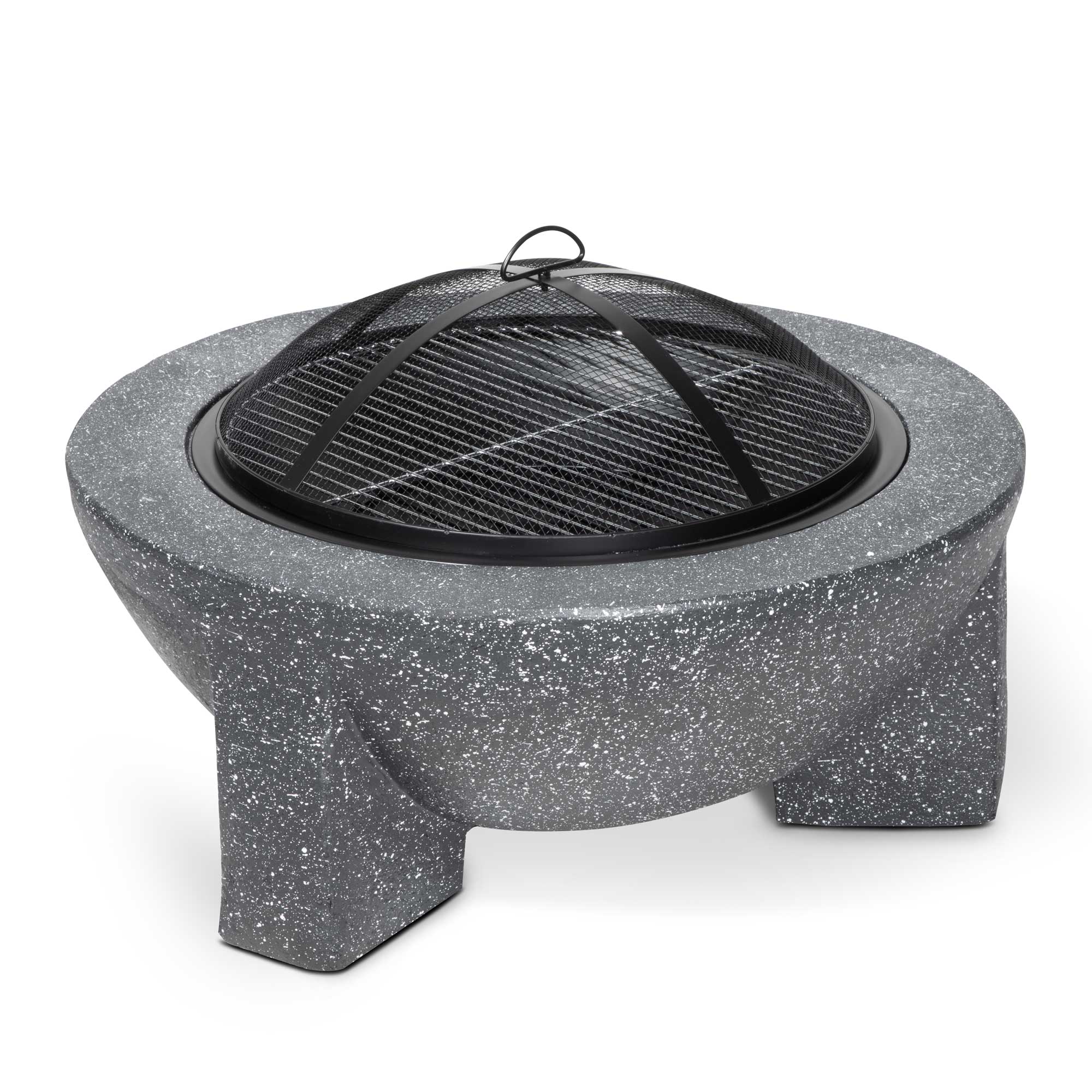Round MgO Fire Pit with BBQ Grill & Safety Mesh Screen, Ø75cm - Dark Grey | Dellonda DG191 lifestyle
