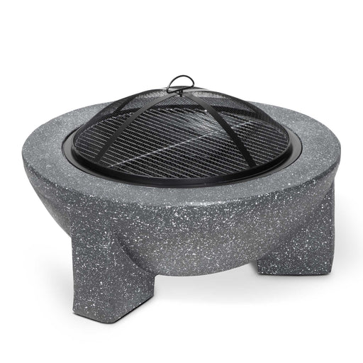Round MgO Fire Pit with BBQ Grill & Safety Mesh Screen, Ø75cm - Dark Grey | Dellonda DG191 lifestyle