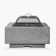 Square MgO Fire Pit with BBQ Grill, Mesh Screen & Poker - Dark Grey | Dellonda DG193 lifestyle