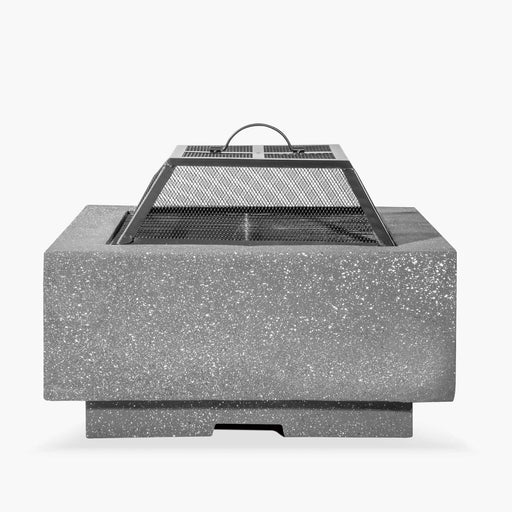 Square MgO Fire Pit with BBQ Grill, Mesh Screen & Poker - Dark Grey | Dellonda DG193 lifestyle