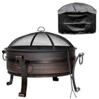 30" Deluxe 2-in-1 Fire Pit & Coffee Table with Drawstring Cover - Antique Bronze | Dellonda DG237