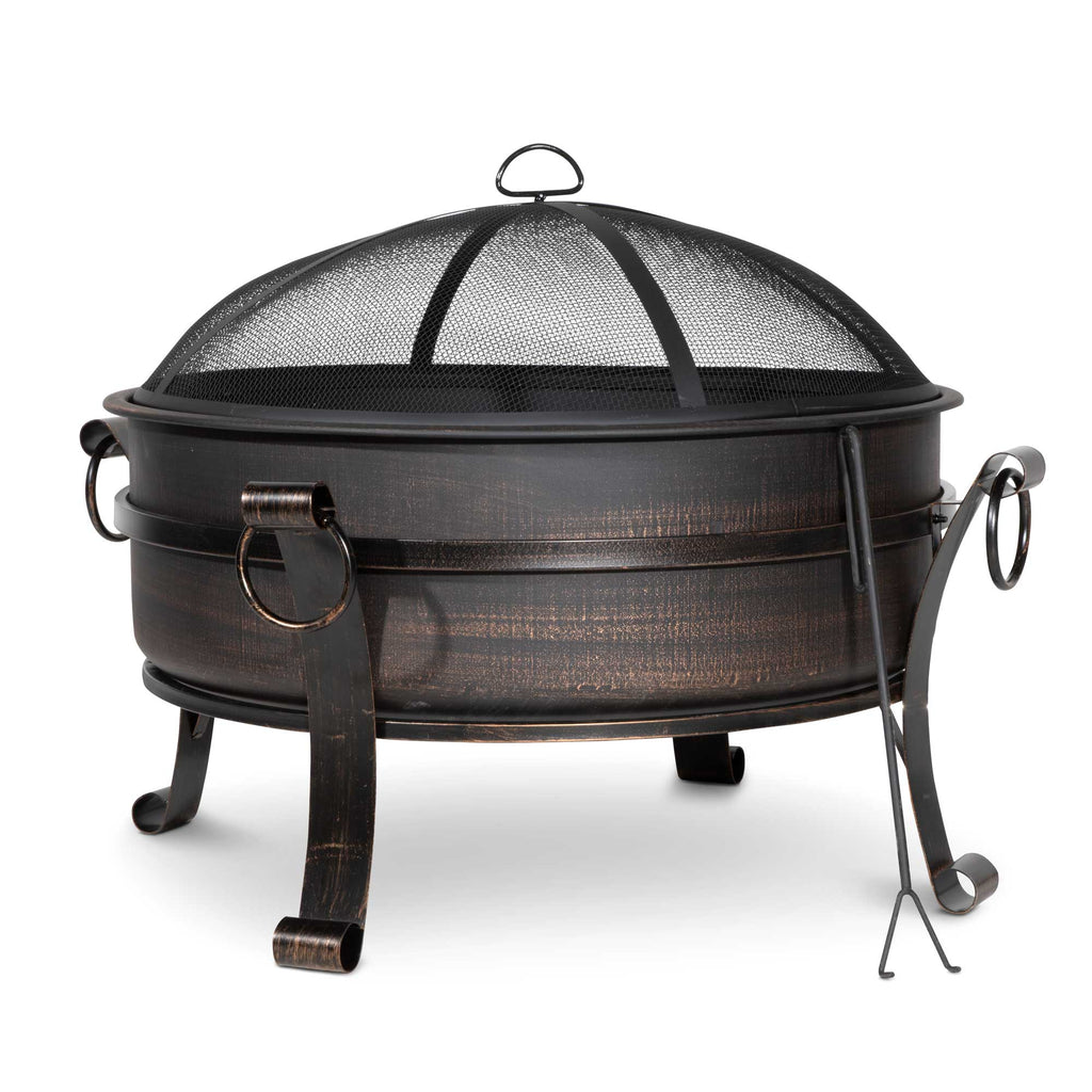 30" Deluxe 2-in-1 Outdoor Fire Pit & Coffee Table - Antique Bronze | Dellonda DG42