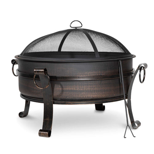 30" Deluxe 2-in-1 Outdoor Fire Pit & Coffee Table - Antique Bronze | Dellonda DG42