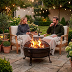 30" Deluxe 2-in-1 Fire Pit & Coffee Table with Drawstring Cover - Antique Bronze | Dellonda DG237 lifestyle