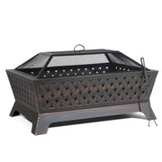 35" Rectangular Outdoor Fire Pit - Antique Bronze Effect | Dellonda DG44