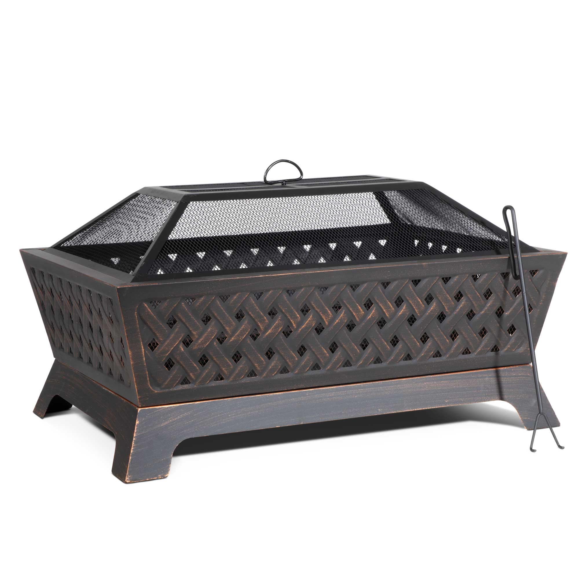 35" Rectangular Outdoor Fire Pit - Antique Bronze Effect | Dellonda DG44