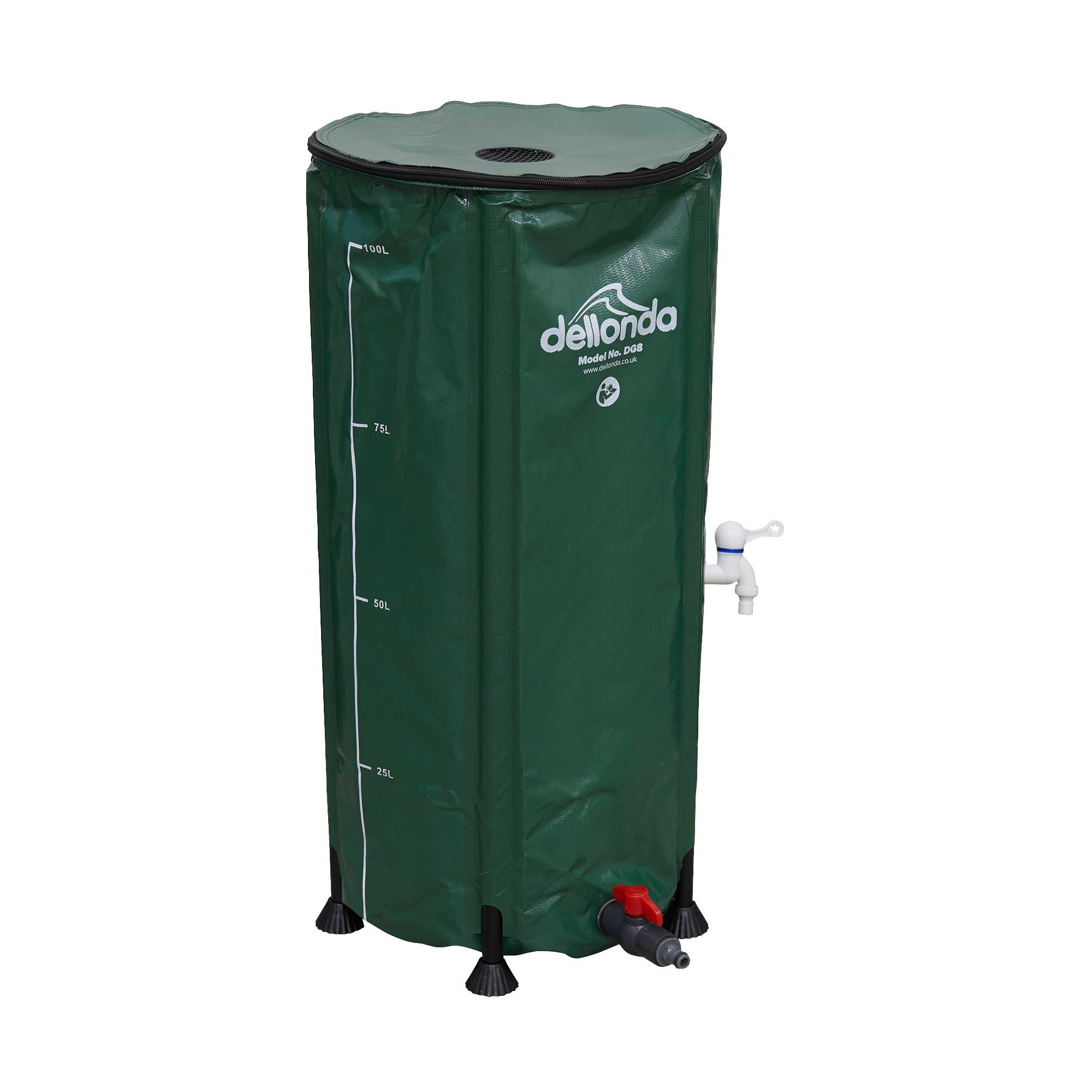 Collapsible Garden Water Butt with Lid & Drain Tap - 100 Litre | Dellonda DG8