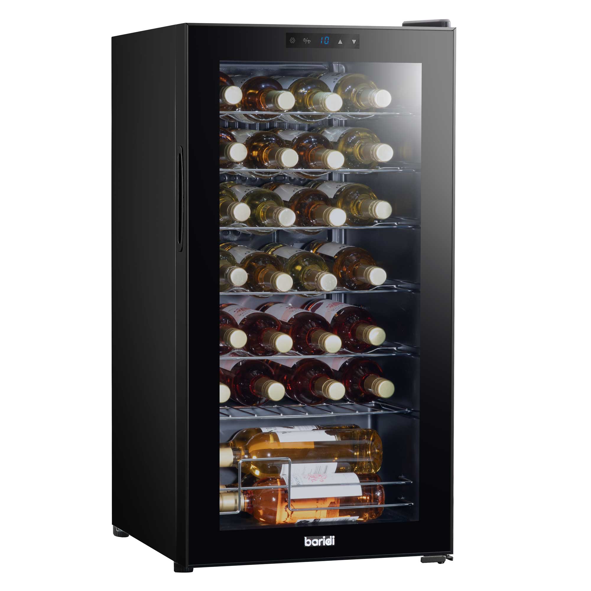 Baridi 28 Bottle Wine Fridge with Digital Touch Screen & LED Light - Black | DH10