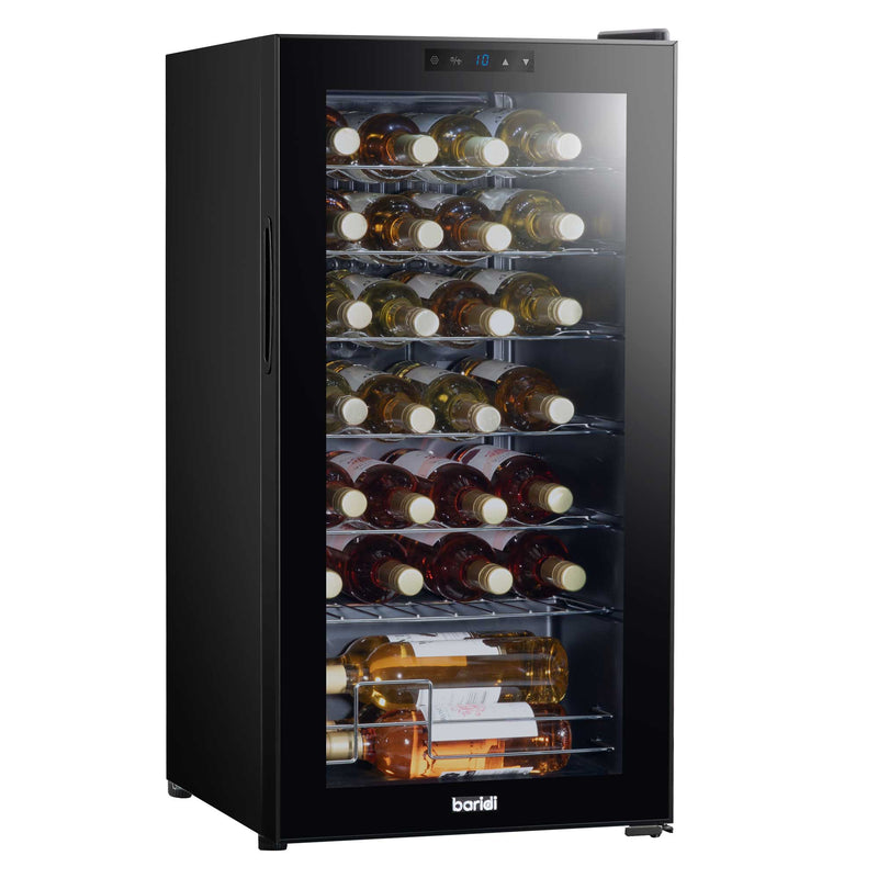 Baridi 28 Bottle Wine Fridge with Digital Touch Screen & LED Light - Black | DH10