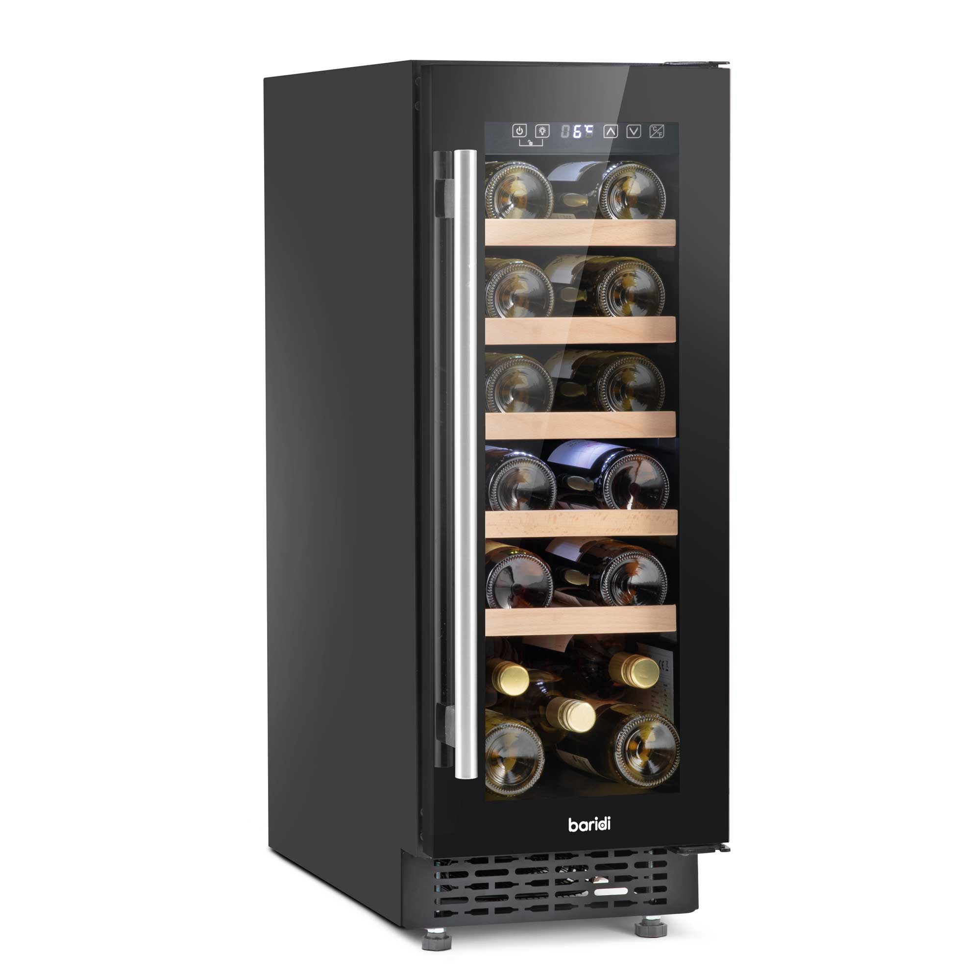 Baridi 20 Bottle Slim Built-In Wine Cooler with Digital Touchscreen - Black | DH203