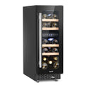 Baridi 17 Bottle Slim Dual Zone Built-In Wine Cooler with Beech Wood Shelves - Black | DH204