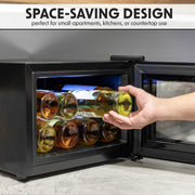 Baridi 8 Bottle Thermoelectric Tabletop Wine Cooler with Touch Screen & Glass Door - Black | DH218 in use