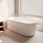 Baridi Double-Ended Fluted Design Bath with Slim Rim 150cm, Gloss White - DH419 lifestyle