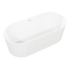 Baridi Double-Ended Fluted Design Bath with Slim Rim 150cm, Gloss White - DH419