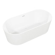 Baridi Double-Ended Fluted Design Bath with Slim Rim 150cm, Gloss White - DH419