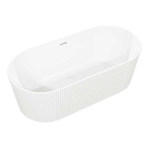 Baridi Double-Ended Fluted Design Bath with Slim Rim 150cm, Gloss White - DH419