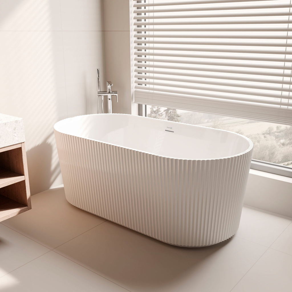 Baridi Double-Ended Fluted Design Bath with Slim Rim 168cm, Gloss White - DH420 lifestyle