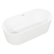 Baridi Double-Ended Fluted Design Bath with Slim Rim 168cm, Gloss White - DH420