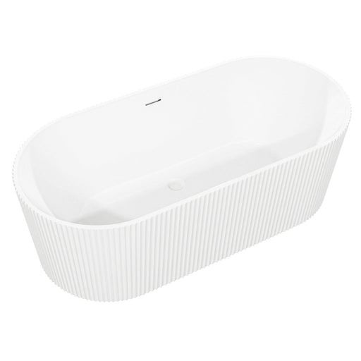 Baridi Double-Ended Fluted Design Bath with Slim Rim 168cm, Gloss White - DH420