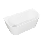 Baridi Back-to-Wall Slim Rim Bath with Overflow System 150cm, Gloss White - DH421