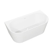Baridi Back-to-Wall Slim Rim Bath with Overflow System 150cm, Gloss White - DH421