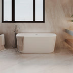 Baridi Back-to-Wall Slim Rim Bath with Overflow System 170cm, Gloss White - DH422 lifestyle