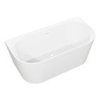 Baridi Back-to-Wall Slim Rim Bath with Overflow System 170cm, Gloss White - DH422