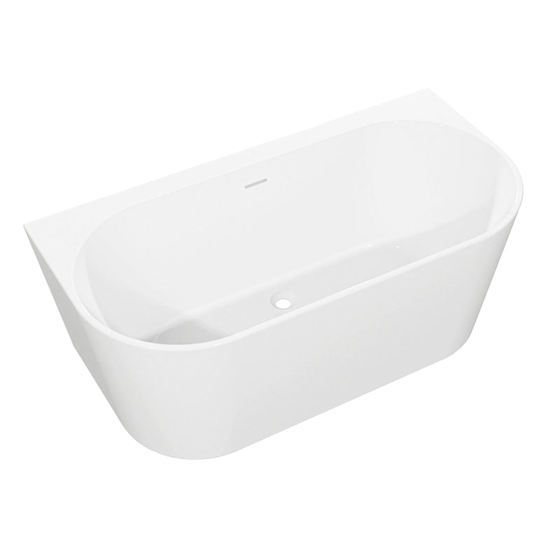 Baridi Back-to-Wall Slim Rim Bath with Overflow System 170cm, Gloss White - DH422