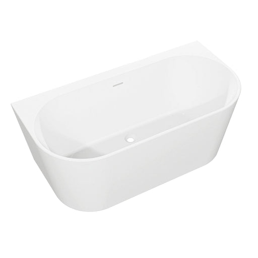 Baridi Back-to-Wall Slim Rim Bath with Overflow System 170cm, Gloss White - DH422