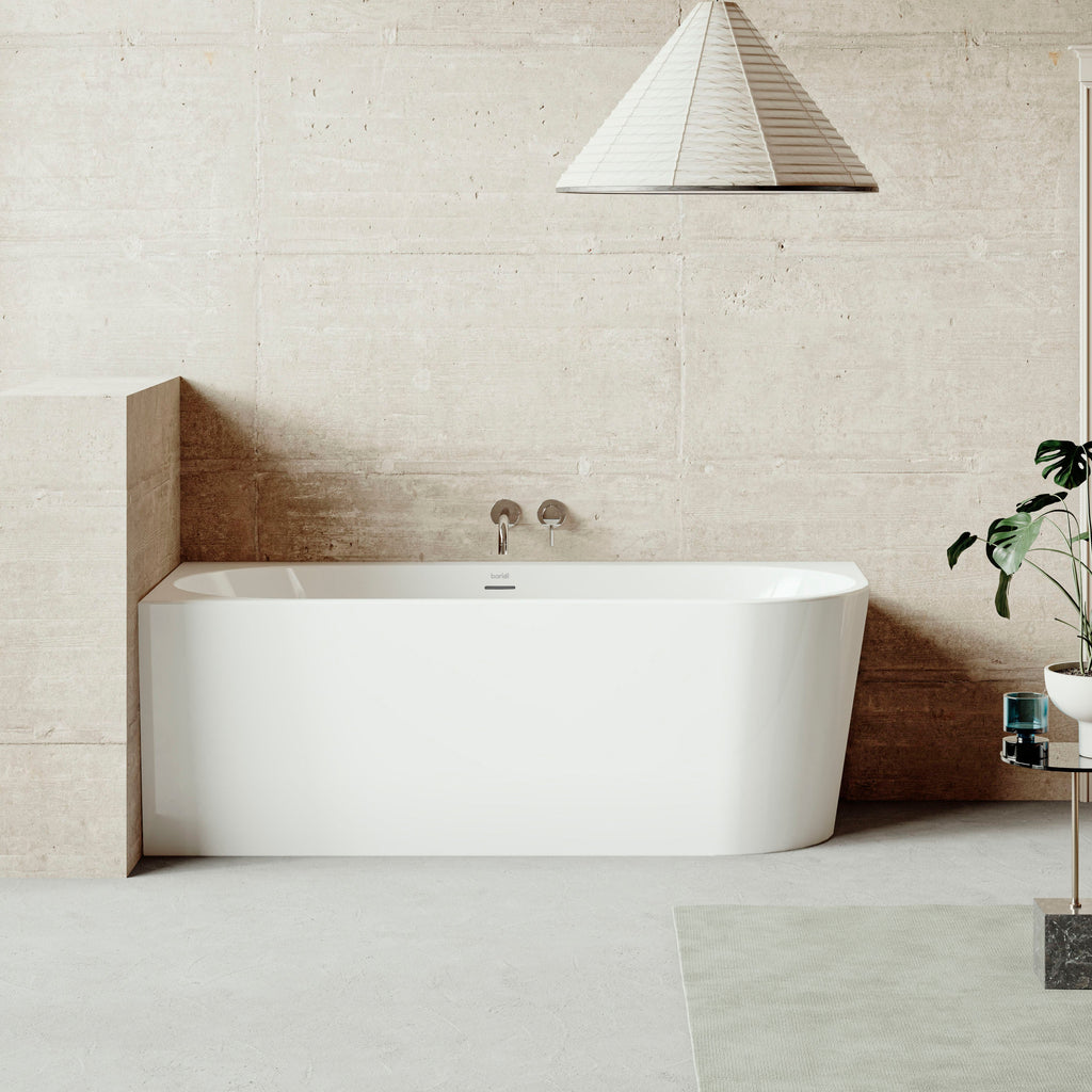 Baridi Left-Hand Corner Slim Rim Bath with Overflow System 160cm, Gloss White - DH424 lifestyle