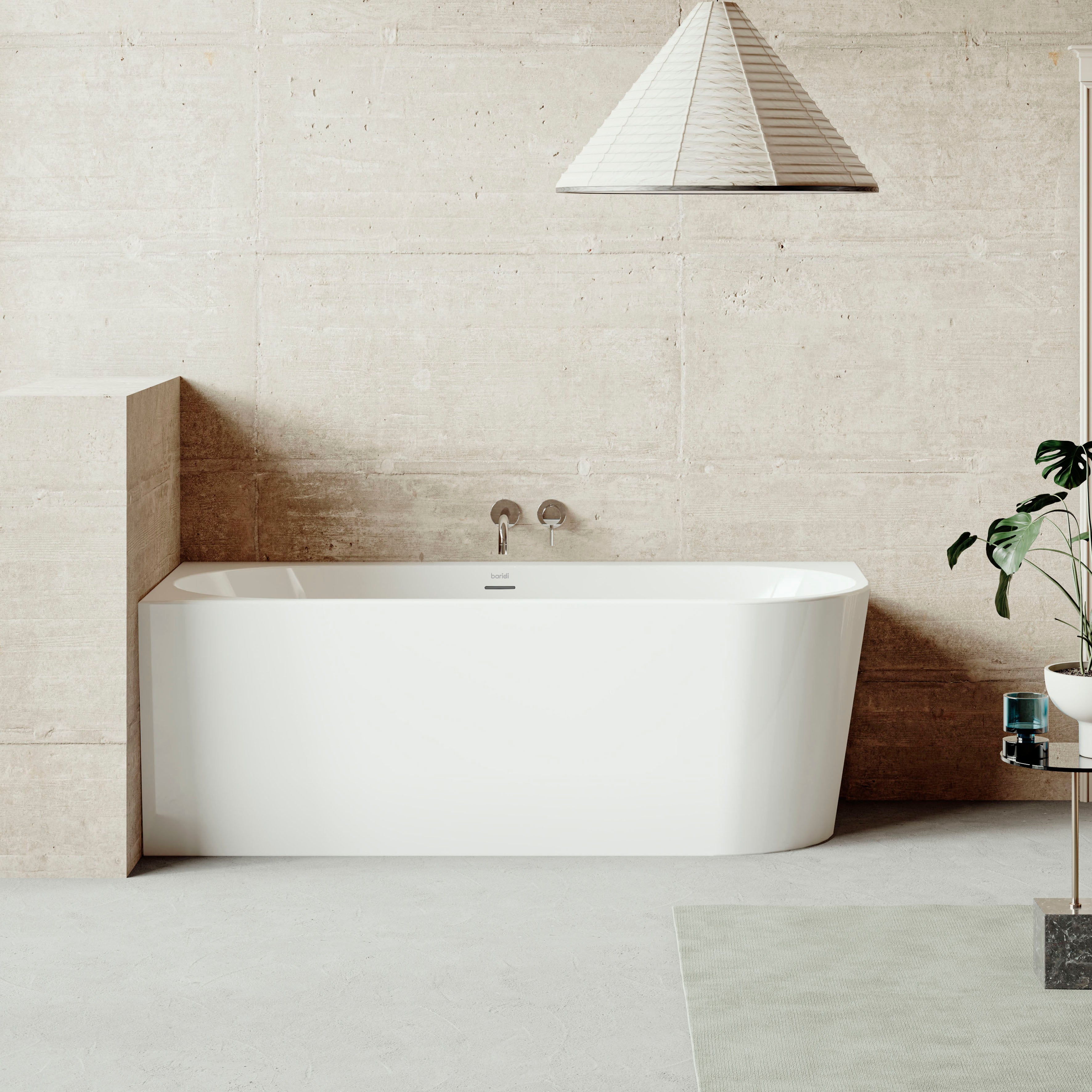 Baridi Left-Hand Corner Slim Rim Bath with Overflow System 160cm, Gloss White - DH424 lifestyle